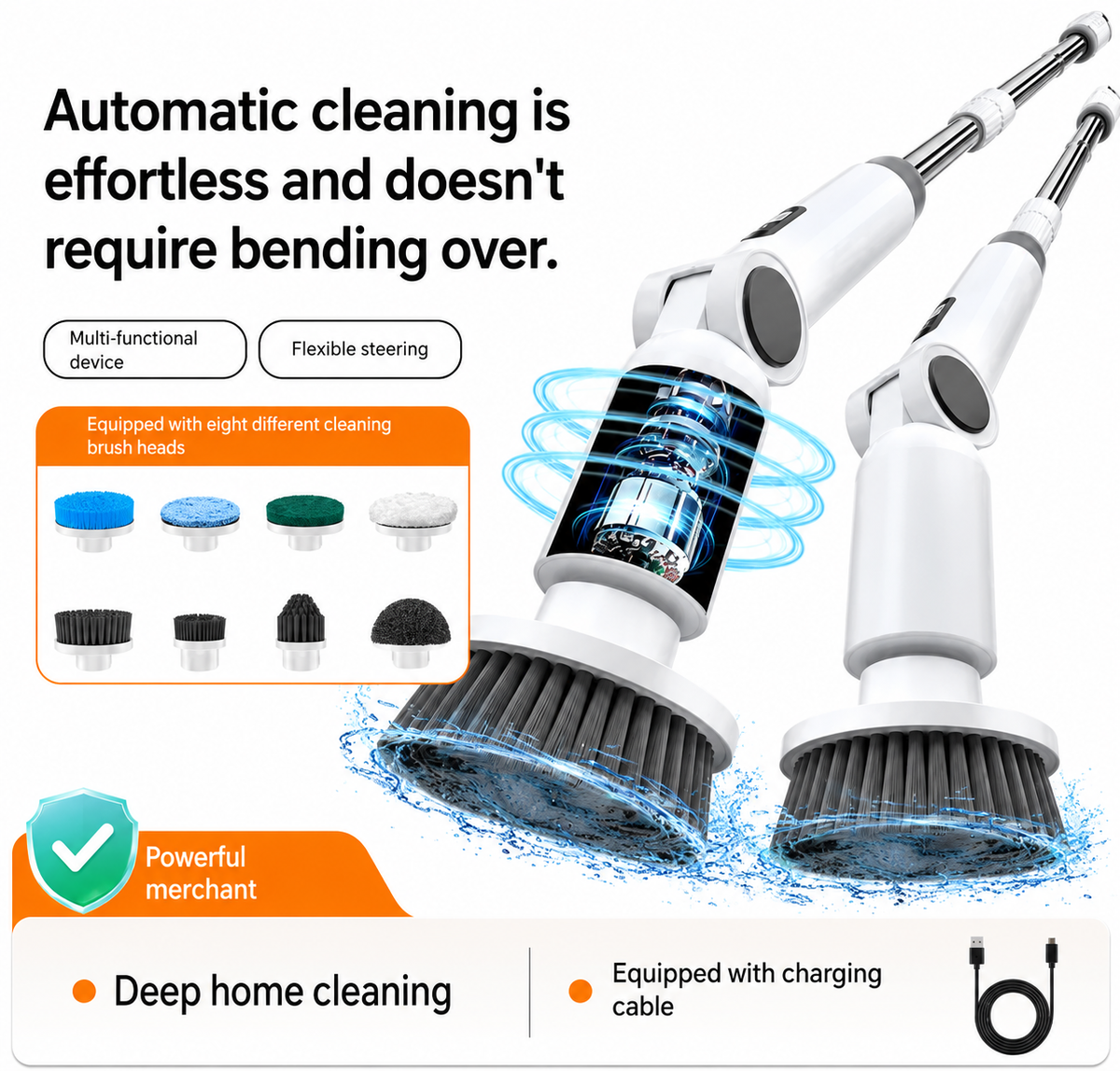 Elvomi™  8-in-1 Electric Spin Scrubber